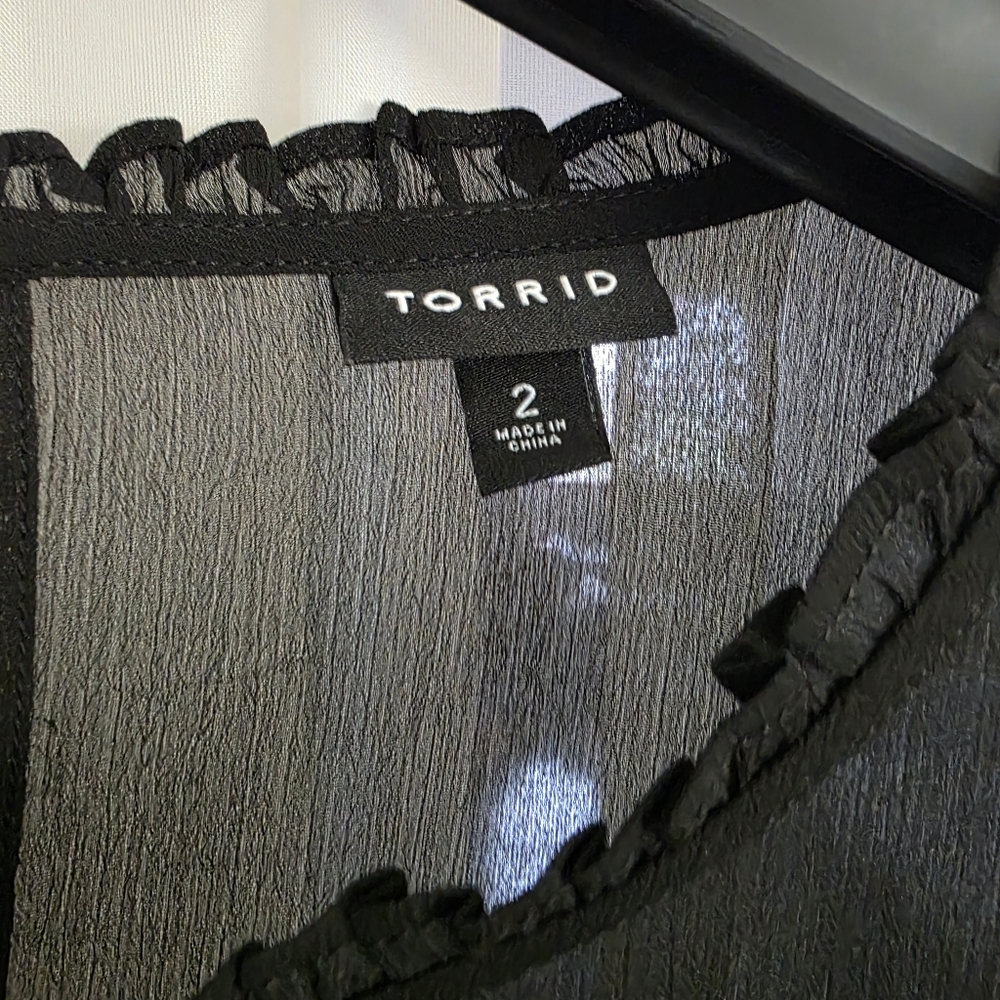 Torrid Black Sheer Ruffle Top - Picture 3 of 8